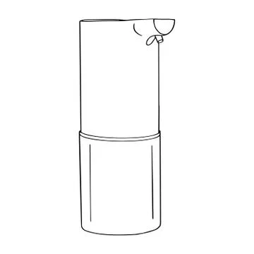 Modern automatic liquid soap dispenser close up. Home hygiene product prevent Stock Illustration