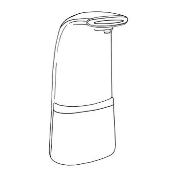 Modern automatic liquid soap dispenser close up. Home hygiene product prevent Stock Illustration