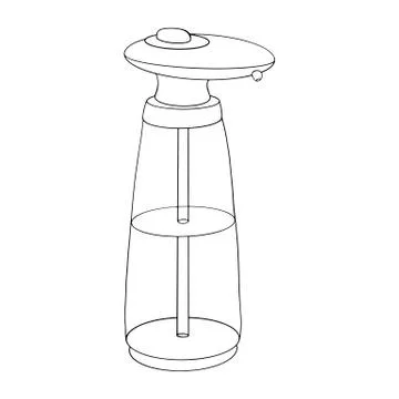 Modern automatic liquid soap dispenser close up. Home hygiene product prevent Stock Illustration