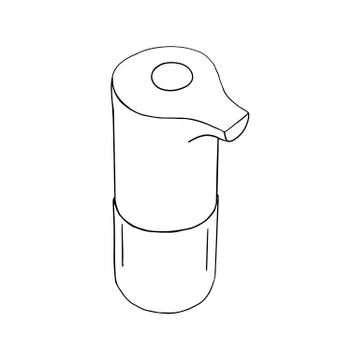 Modern automatic liquid soap dispenser close up. Product home hygiene prevent Illustrazione stock