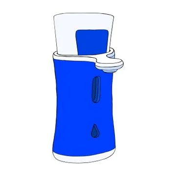 Modern automatic liquid soap dispenser touch close up. Product home hygiene p Illustrazione stock