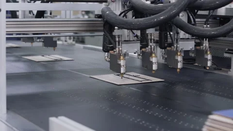 Modern automatic machine line of cardboard box. Offset printing machine - Stock-Footage 150581781