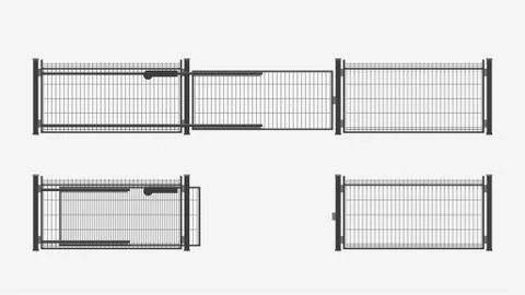 Modern automatic metal gates set Stock Illustration