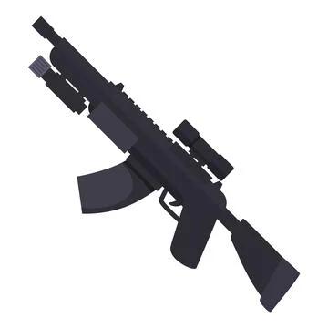 Modern automatic rifle equipped with tactical flashlight and scope Stock Illustration