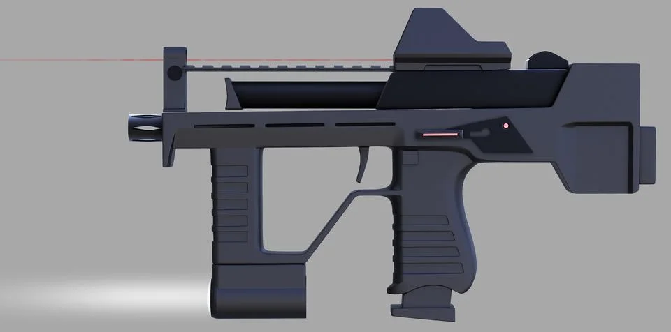 Modern automatic weapons gun of a new model. Design concept. 3D illustration Stock Illustration