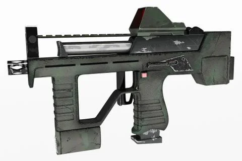 Modern automatic weapons gun of a new model. Design concept. 3D illustration Stock Illustration