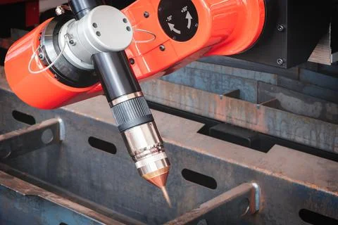 Modern automatic welding machine, industrial concept background Foto stock