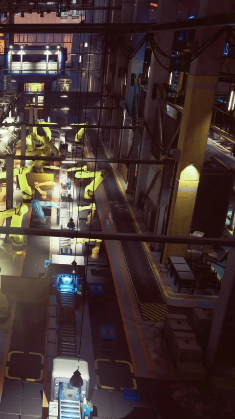 Modern automation at work in a high tech manufacturing facility Stock Footage 331835855