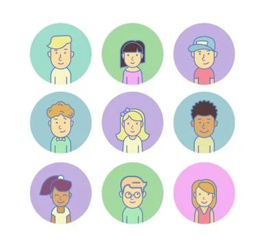 Modern avatars Stock Illustration