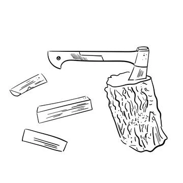 Modern axe doodle icon vector. hand drawn sketch. Camping concept, nature Stock Illustration