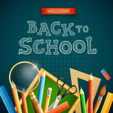 Modern back to school dark vector background Illustrazione stock