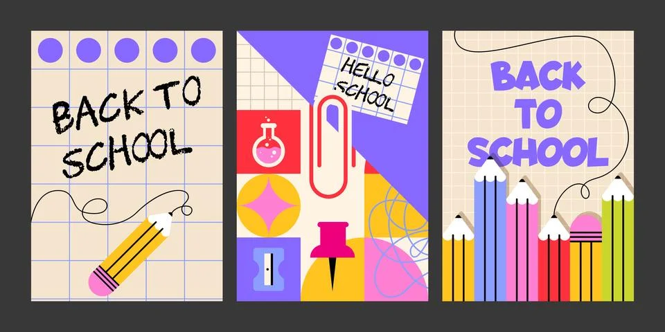 Modern back to school geometric posters Stock Illustration