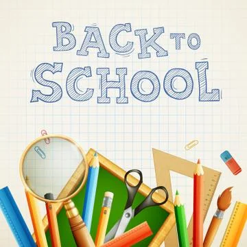 Modern back to school vector background Illustrazione stock