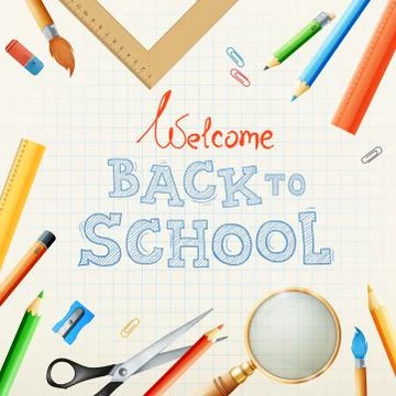 Modern back to school vector background Illustrazione stock