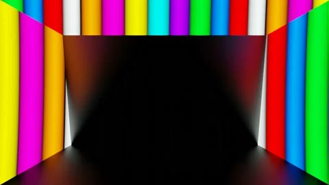 Modern backdrop design., shiny wall studio appearing glowing colorful wave Stock Footage 153596255