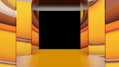 Modern backdrop design., shiny wall studio appearing glowing wave corridor Stock Footage 154186382