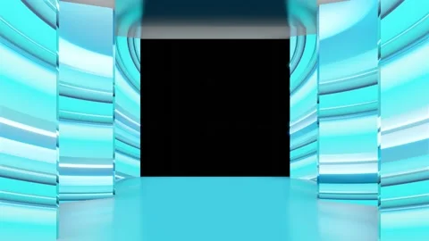 Modern backdrop design., shiny wall studio appearing glowing wave corridor Video stock 154260058
