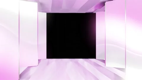 Modern backdrop design., shiny wall studio appearing glowing wave corridor Stock Footage 154265981