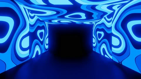 Modern backdrop design., shiny wall studio appearing glowing wave corridor Stock Footage 154334458