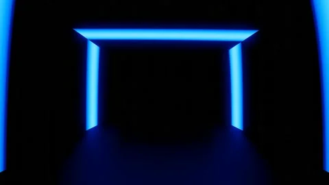 Modern backdrop design., shiny wall studio appearing glowing wave corridor Stock Footage 154358866
