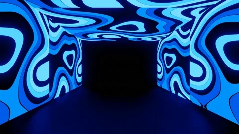 Modern backdrop design., shiny wall studio appearing glowing wave corridor Stock Footage 154359961