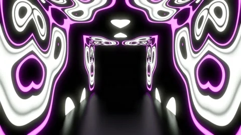 Modern backdrop design., shiny wall studio appearing glowing wave corridor Stock Footage 154367627