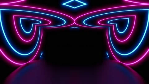 Modern backdrop design., shiny wall studio appearing glowing wave corridor Stock Footage 154435483