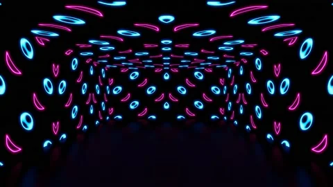 Modern backdrop design., shiny wall studio appearing glowing wave corridor Stock Footage 154461111