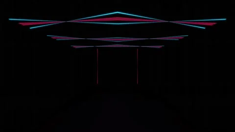Modern backdrop design., shiny wall studio appearing glowing wave corridor Stock Footage 154483935