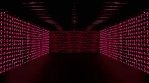 Modern backdrop design., shiny wall studio appearing glowing wave corridor Video stock 154490062