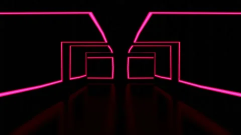 Modern backdrop design., shiny wall studio appearing glowing wave corridor Stock Footage 154510328