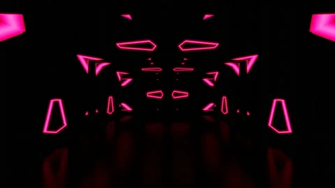 Modern backdrop design., shiny wall studio appearing glowing wave corridor Stock Footage 154511773
