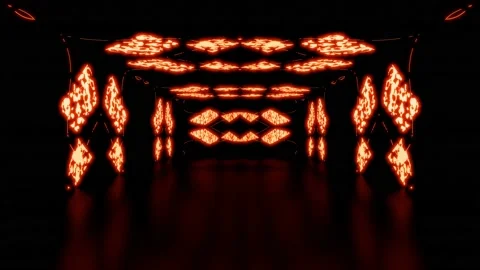 Modern backdrop design., shiny wall studio appearing glowing corridor wave Stock Footage 154640914