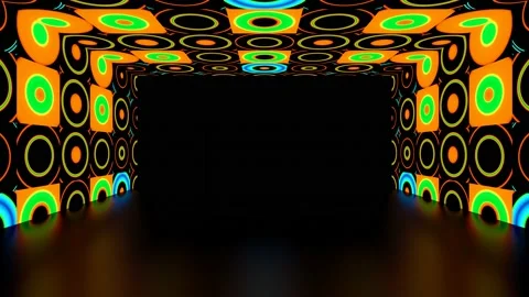 Modern backdrop design., shiny wall studio appearing glowing corridor wave. Stock Footage 154889996