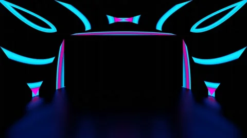 Modern backdrop design., shiny wall studio appearing glowing corridor wave. Stock Footage 154893502