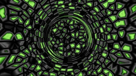 Modern backdrop design., shiny wall studio appearing glowing corridor wave Stock Footage 155061293