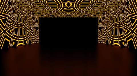 Modern backdrop design., shiny wall studio appearing glowing corridor wave. Stock Illustration