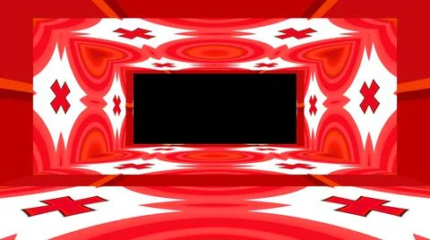 Modern backdrop design., shiny wall studio appearing glowing corridor wave. Stock Illustration