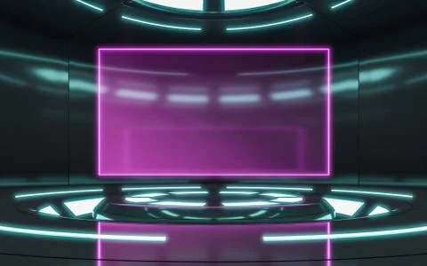 Modern background and empty stage. Future modern interior concept with violet Stock Illustration