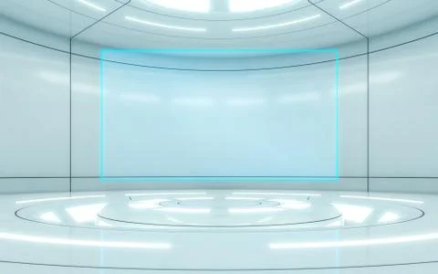 Modern background and empty stage. Future modern interior concept with blue s Stock Illustration