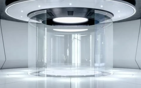 Modern background and empty stage. Future modern interior concept. 3d illustr Stock Photos