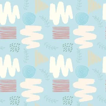 Modern background with brush strokes, blots, swirls and dots Stock Illustration