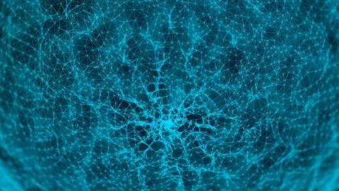 Modern background of dots connected by lines of blue colors with blurred blac Stock Illustration