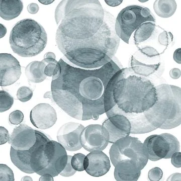 Modern background of gray and black transparent bubbles painted in watercolor Stock Illustration
