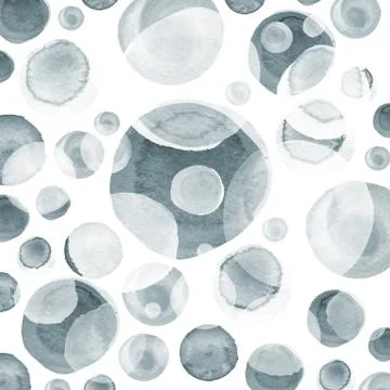 Modern background of gray and black transparent bubbles painted in watercolor Stock-Illustration