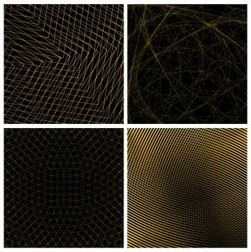 Modern background template set with abstract golden patterns. Cover Design wi 库存插图