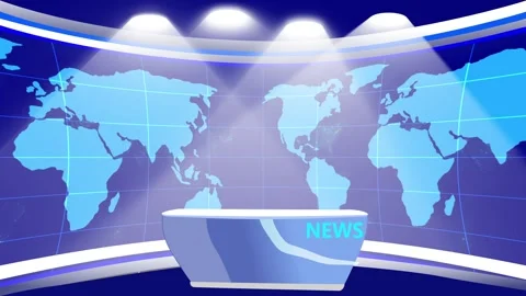 Modern background tv news studio set animation Stock Footage 329116635