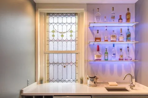 Modern backlit bar  Stock Photos