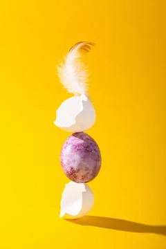 Modern balanced composition with Easter eggs Stock Photos