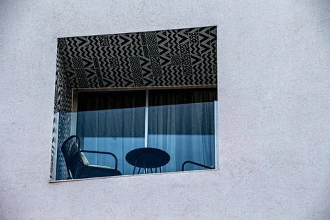 Modern balcony view with patterned decor Stock Photos